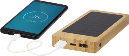 Powerbank Solar de 8000 mAh em Bambu, ref. U702